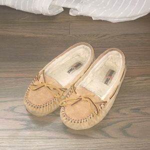 Tan. Moccasins